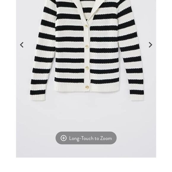 J. Jill Wearever Textured Collared Cardigan Striped Black/Cream size L NWOT - Picture 4 of 6